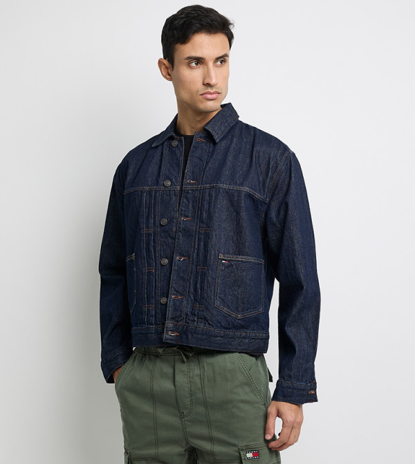 Washed Pleat Detail Denim Jacket
