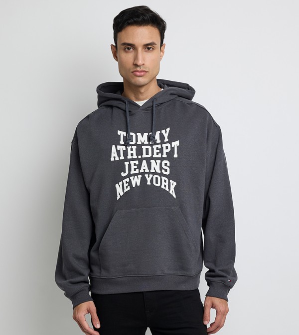 90S Varsity Printed Long Sleeves Hoodie