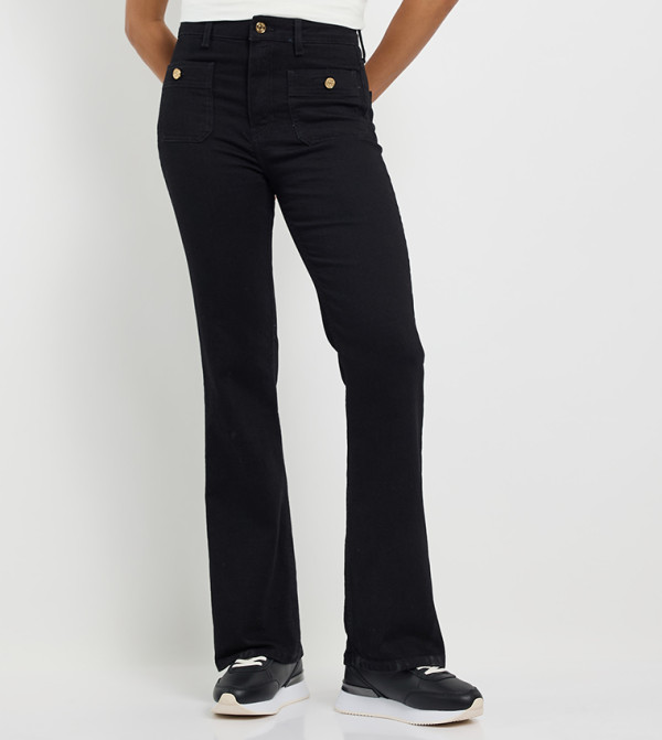 Solid High Rise Bootcut Jeans