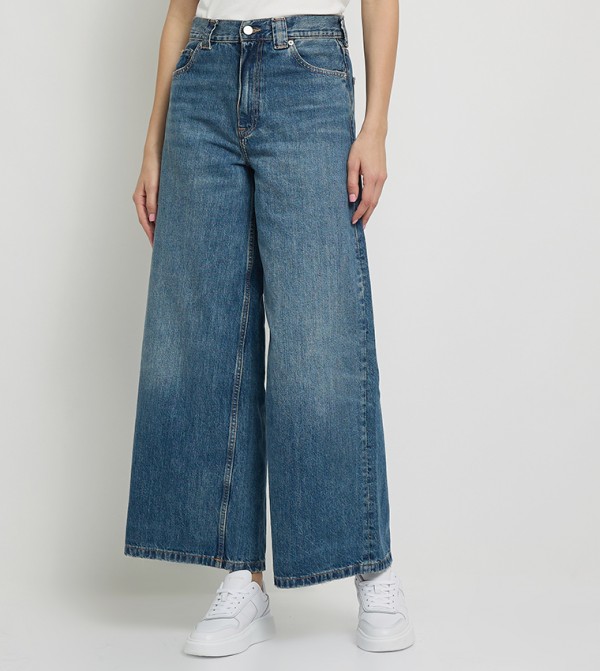 Faded High Waist Wide Leg Jeans