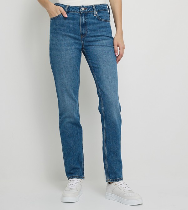 Washed High Waist Slim Fit Jeans