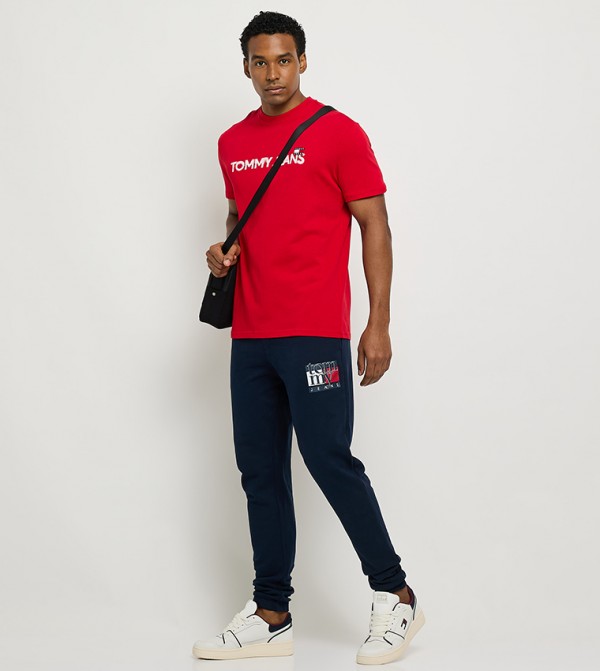 Flag Printed Drawstring Waist Joggers
