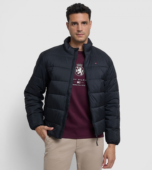 Zippered High Neck Puffer Jacket