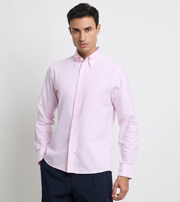 Solid Button Down Collar Shirt