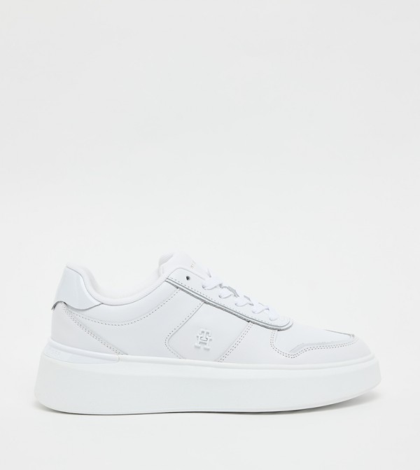 Textured Low-Top Platform Sneakers