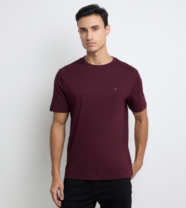 Flag Embroidered Crew Neck T-Shirt