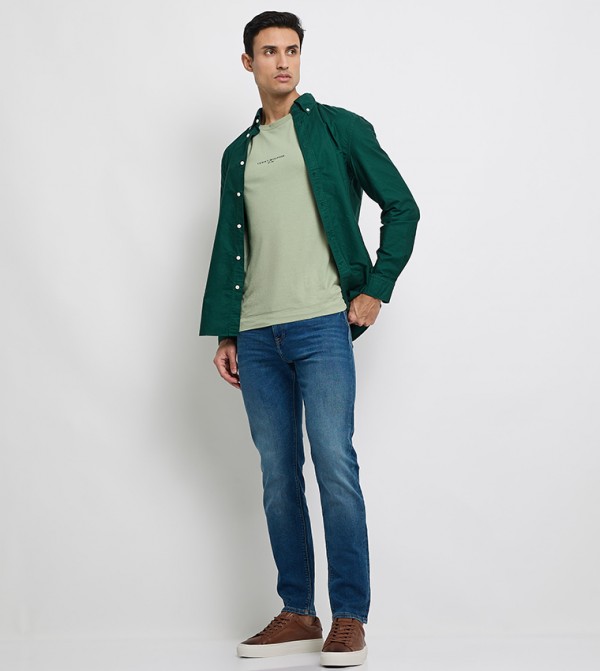 BLEECKER Logo Detail Slim Fit Jeans