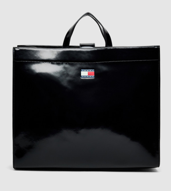 Logo Detail Glossy Tote Bag