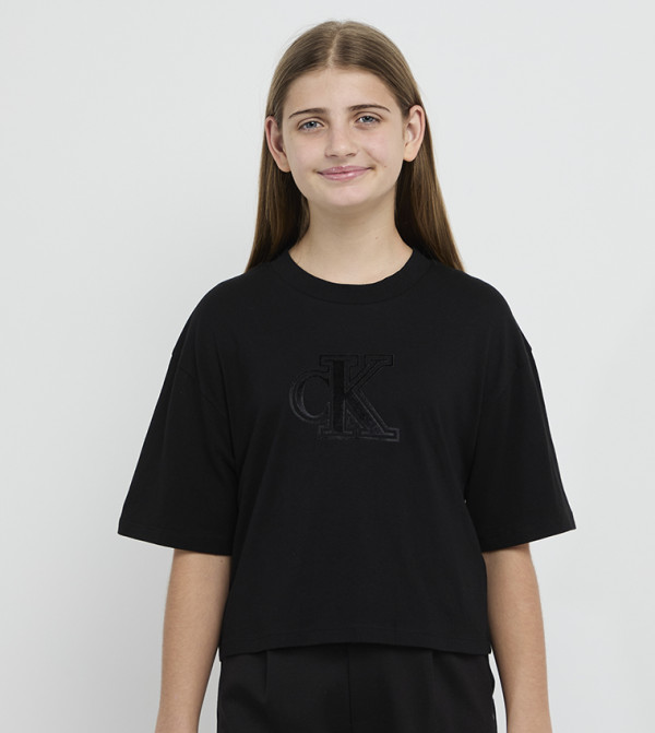 Monogram Print Velvet T-Shirt