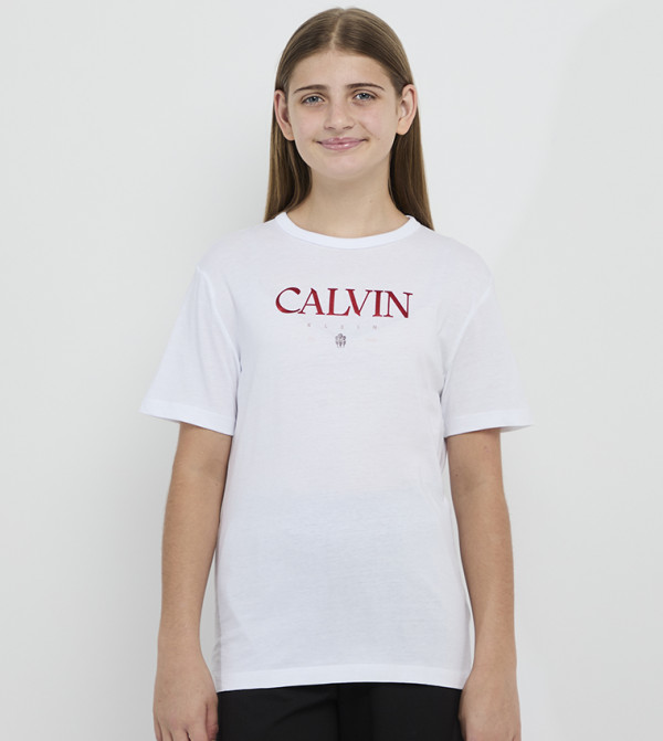 تيشيرت بقبة مستديرة وطبعة شعار