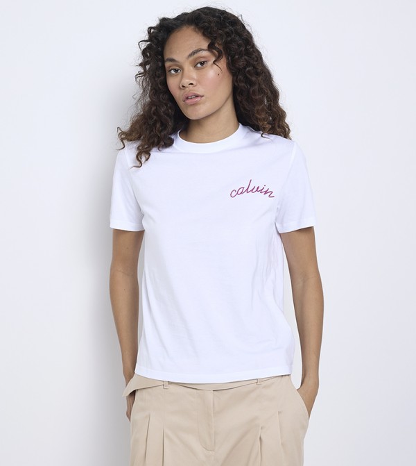 Logo Embroidered Crew Neck T-Shirt