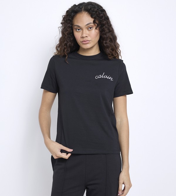 Logo Embroidered Crew Neck T-Shirt