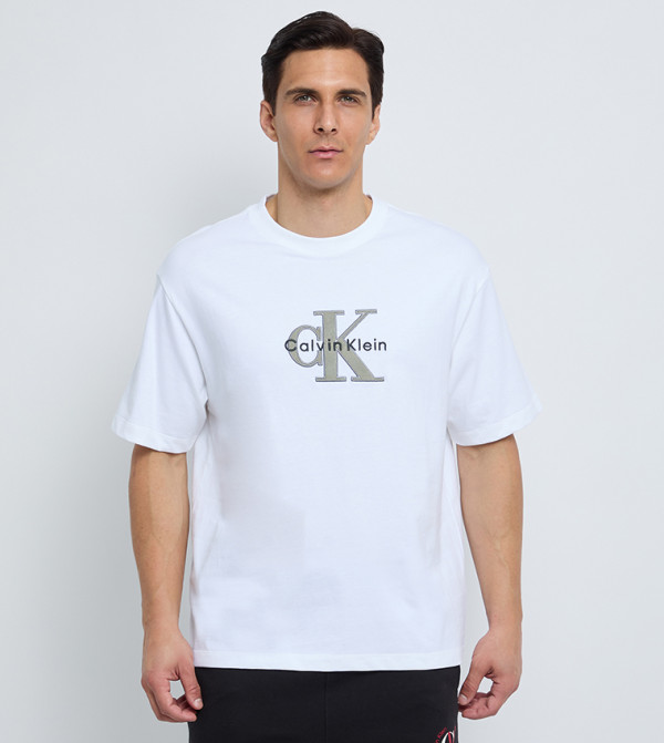 Logo Embroidered Crew Neck T-Shirt