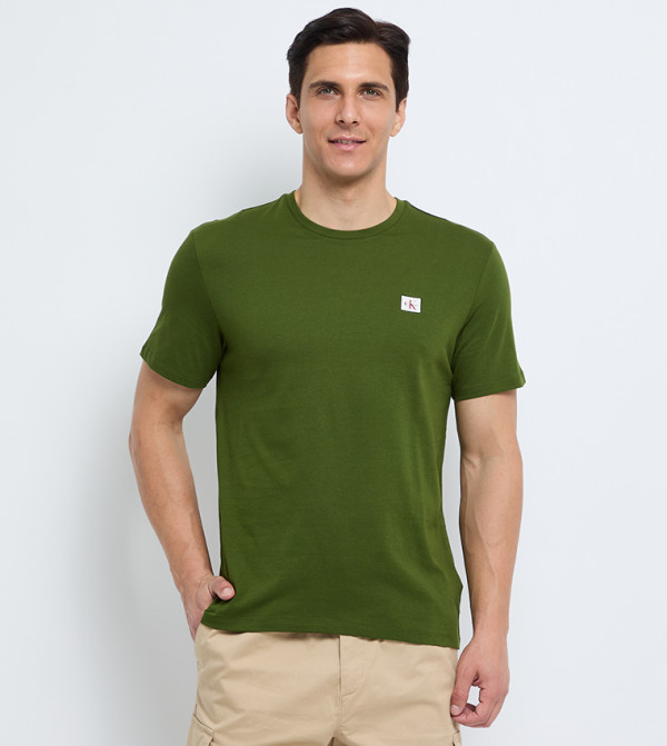 Label Detail Crew Neck T-Shirt