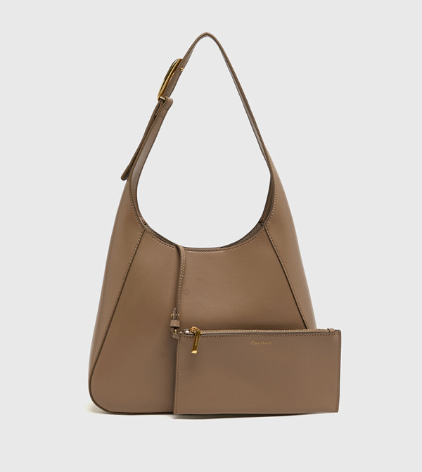 Textured Hobo Bag with Pouch