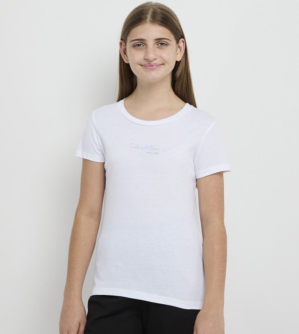 تيشيرت بقبة مستديرة وطبعة شعار