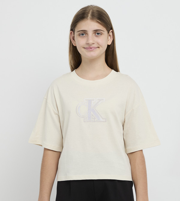 Monogram Print Velvet T-Shirt