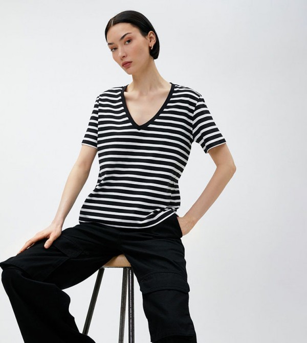 Striped V-Neck T-Shirt