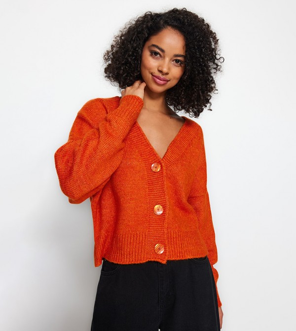 Orange shop cropped cardigan