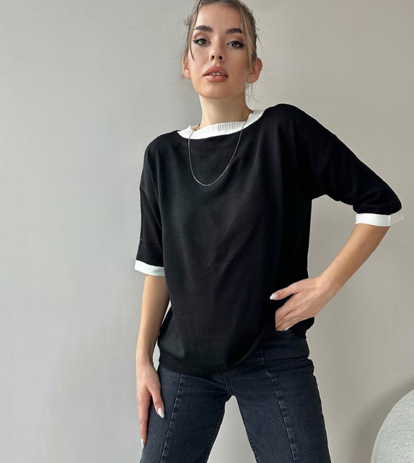 Knitted Short Sleeves Top