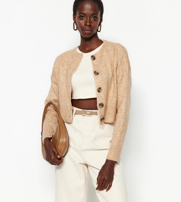 Beige sale short cardigan