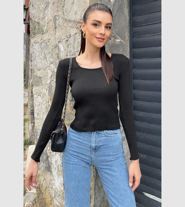 Ribbed Long Sleeves Top