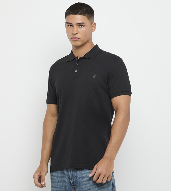 Textured Knitted Polo T-Shirt