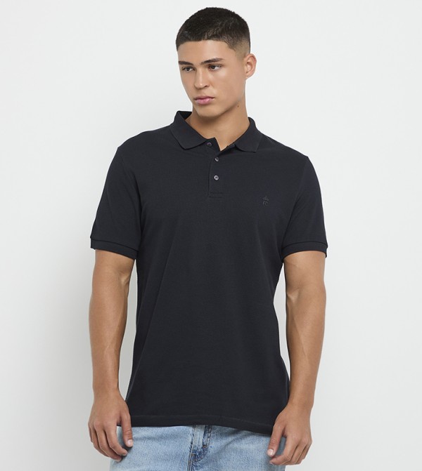 Textured Knitted Polo T-Shirt
