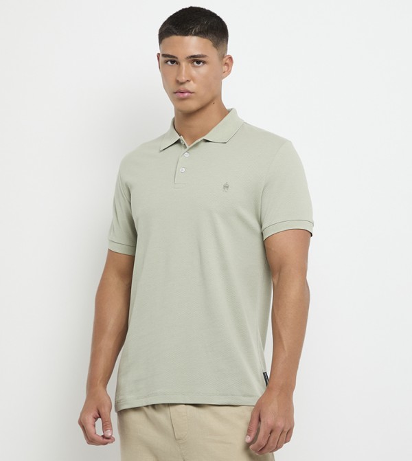 Textured Knitted Polo T-Shirt