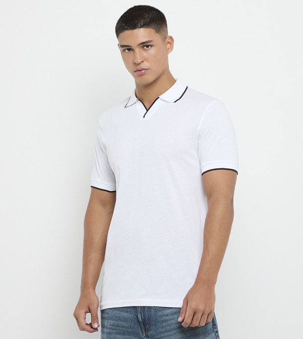 Contrast Trim Short Sleeves Polo T-Shirt