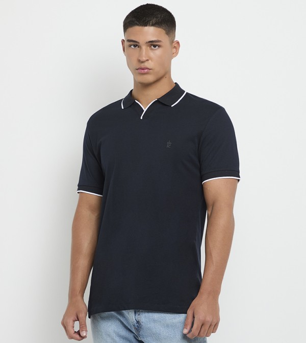 Contrast Trim Short Sleeves Polo T-Shirt