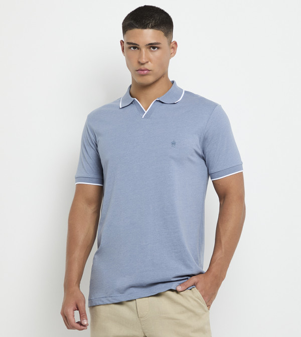 Contrast Trim Short Sleeves Polo T-Shirt