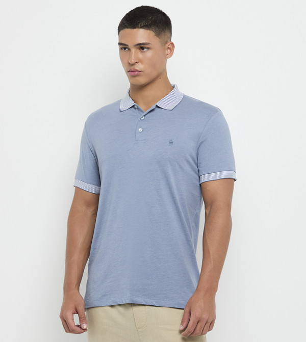 Contrast Detail Short Sleeves Polo T-Shirt
