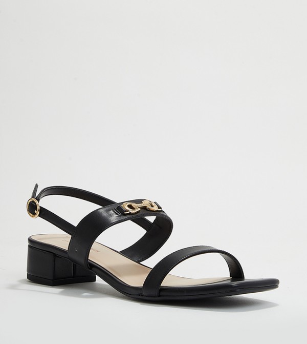 Metallic Accent Open Toe Heel Sandals