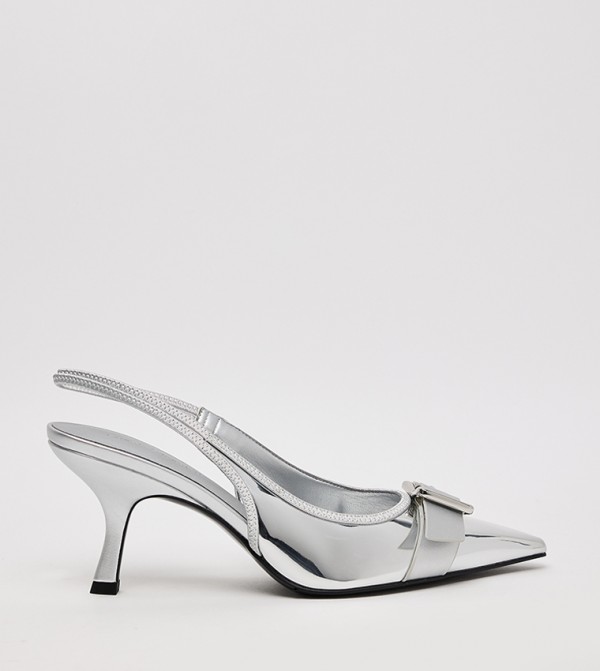 Anita Metallic Pointed Toe Slingback Pumps