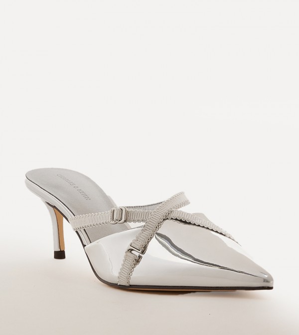 Metallic Grosgrain Strap Pointed Toe Pumps