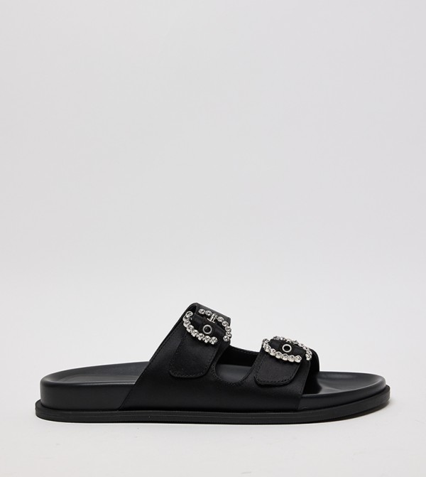 Embellished Buckle Comfort Sandals