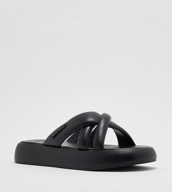Puffy Crossover Strap Platform Sandals