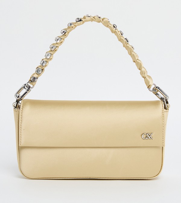 GOLDIE Satin Gem Strap Shoulder Bag