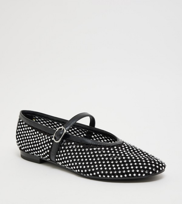 MAGGIE Crystal Embellished Mesh Mary Janes