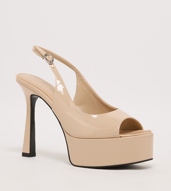 Patent Slingback Platform Heel Sandals