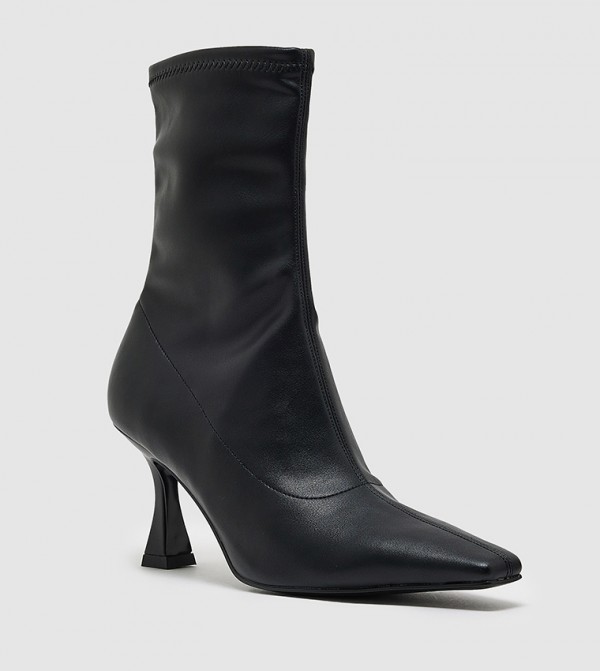 Elongated Square Toe Ankle Boots