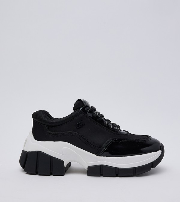 Yunna Leather Recycled Fabric Chunky Sneakers