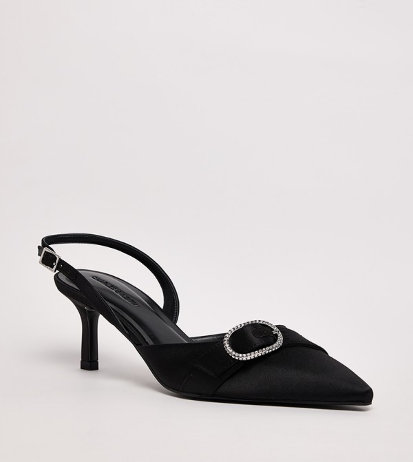 JANNIE Crystal Detail Buckle Slingback Pumps