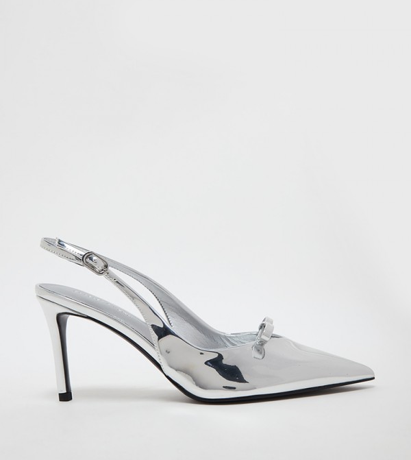 Metallic Bow Detail Slingback Pumps