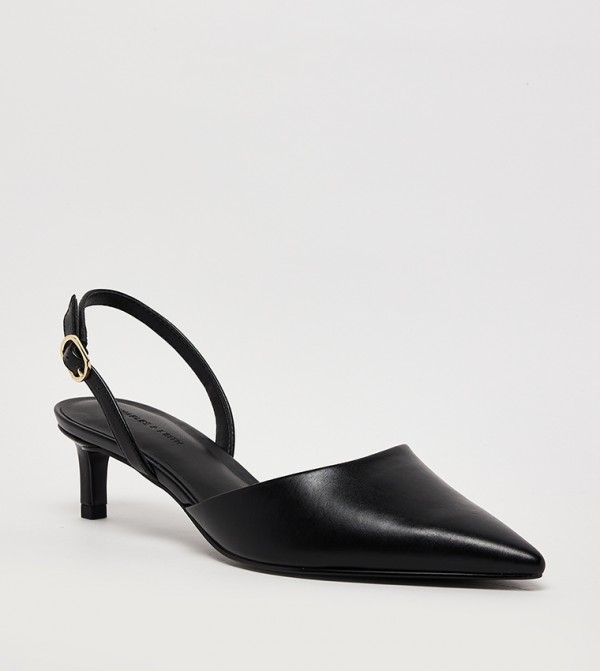 Textured Pointed Toe Slingback Pumps