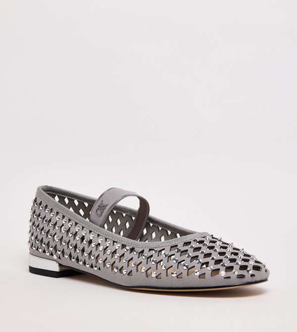 Studded Cut-Out Detail Ballerinas