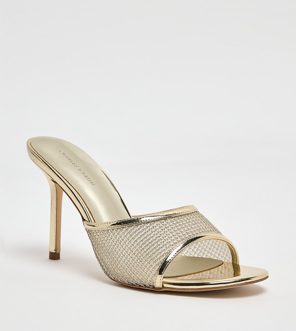 Mesh Detail Stiletto Heel Sandals
