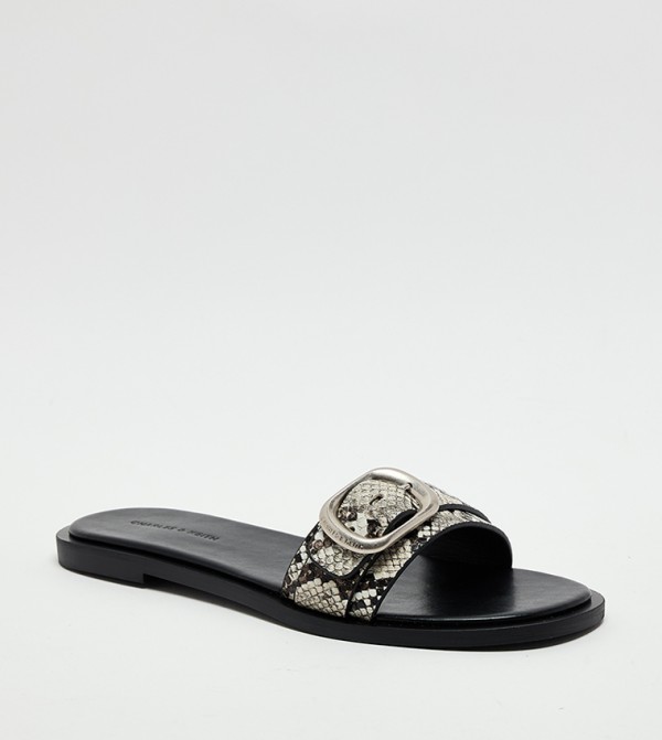  Snake Pint Buckle-Strap Flat Sandals