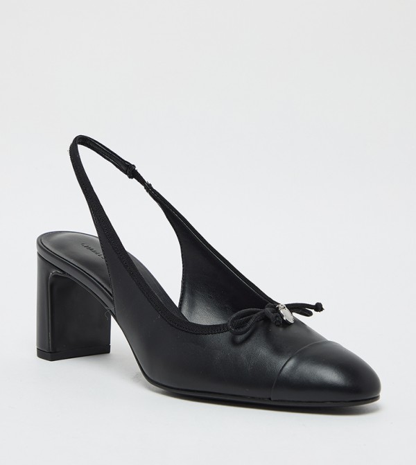 Bow Detail Cap Toe Slingback Pumps